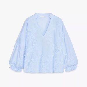 Zara Sky Blue Floral Blouse